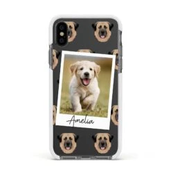 Personalised Dog Photo IPhone Case -Wrap & Case Store Personalised Dog Photo Apple iPhone Xs Impact Case White Edge on Black Phone