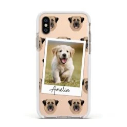 Personalised Dog Photo IPhone Case -Wrap & Case Store Personalised Dog Photo Apple iPhone Xs Impact Case White Edge on Gold Phone