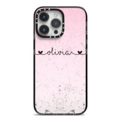 Personalised Faux Glitter & Marble Name Apple IPhone Case