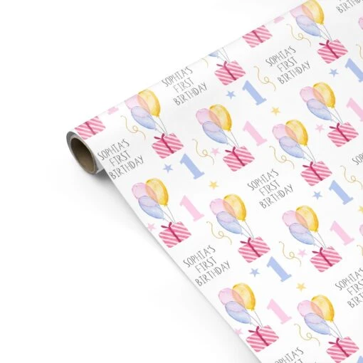 Personalised Girls First Birthday Wrapping Paper - Image 2