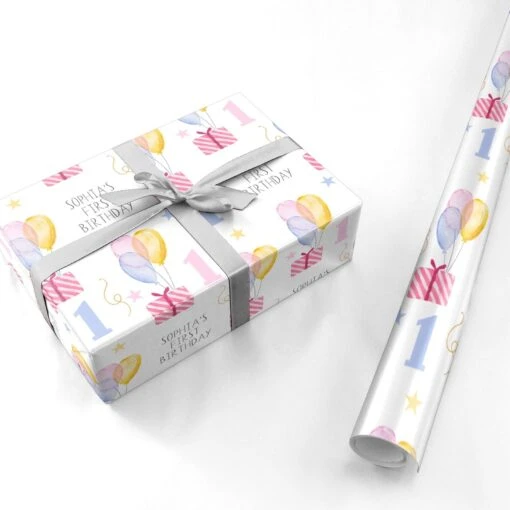 Personalised Girls First Birthday Wrapping Paper - Image 3
