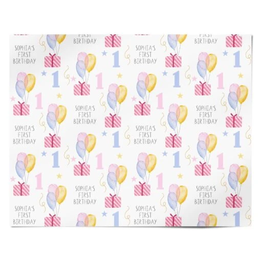 Personalised Girls First Birthday Wrapping Paper - Image 4