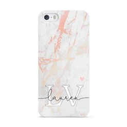 Personalised Initial Pink Marble IPhone Case -Wrap & Case Store Personalised Initial Pink Marble Apple iPhone 5 Case