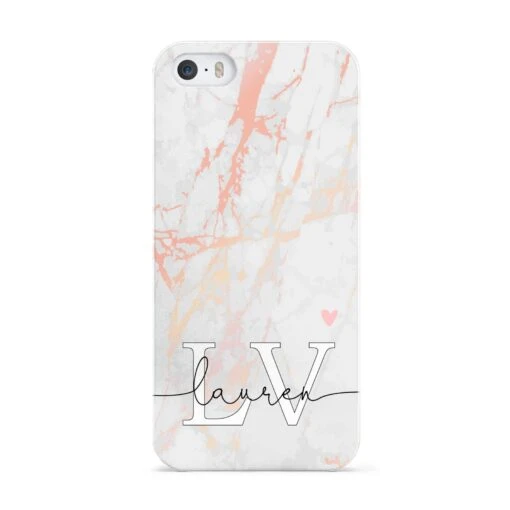 Personalised Initial Pink Marble IPhone Case - Image 3