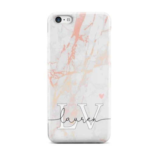 Personalised Initial Pink Marble IPhone Case - Image 2