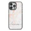 Personalised Initial Pink Marble IPhone Case -Wrap & Case Store Personalised Initial Pink Marble iPhone 14 Pro Max Black Impact Case on Silver phone