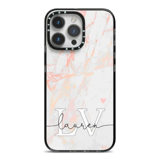 Personalised Initial Pink Marble IPhone Case