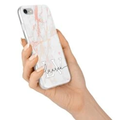 Personalised Initial Pink Marble IPhone Case -Wrap & Case Store Personalised Initial Pink Marble iPhone 7 Bumper Case on Silver iPhone Alternative Image
