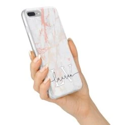 Personalised Initial Pink Marble IPhone Case -Wrap & Case Store Personalised Initial Pink Marble iPhone 7 Plus Bumper Case on Silver iPhone Alternative Image