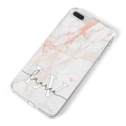 Personalised Initial Pink Marble IPhone Case -Wrap & Case Store Personalised Initial Pink Marble iPhone 8 Plus Bumper Case on Silver iPhone Alternative Image