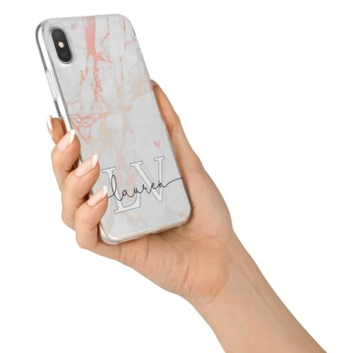 Personalised Initial Pink Marble IPhone Case - Image 6