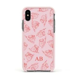 Personalised Koala IPhone Case -Wrap & Case Store Personalised Koala Apple iPhone Xs Impact Case Pink Edge on Black Phone