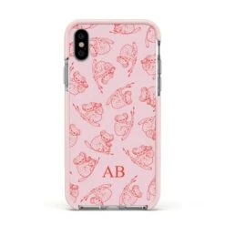 Personalised Koala IPhone Case -Wrap & Case Store Personalised Koala Apple iPhone Xs Impact Case Pink Edge on Silver Phone