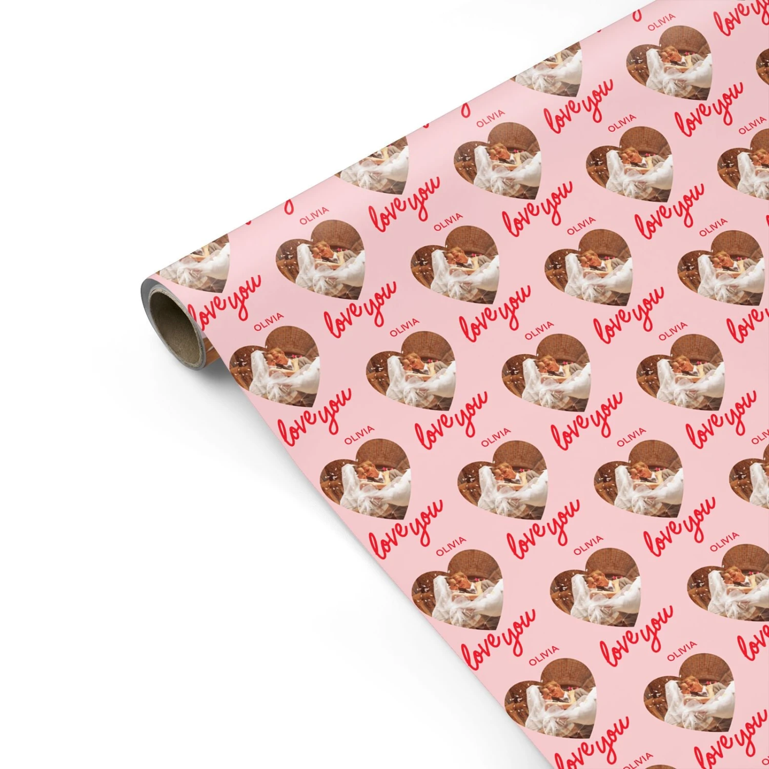 Personalised Love Heart Photo Wrapping Paper - Image 2