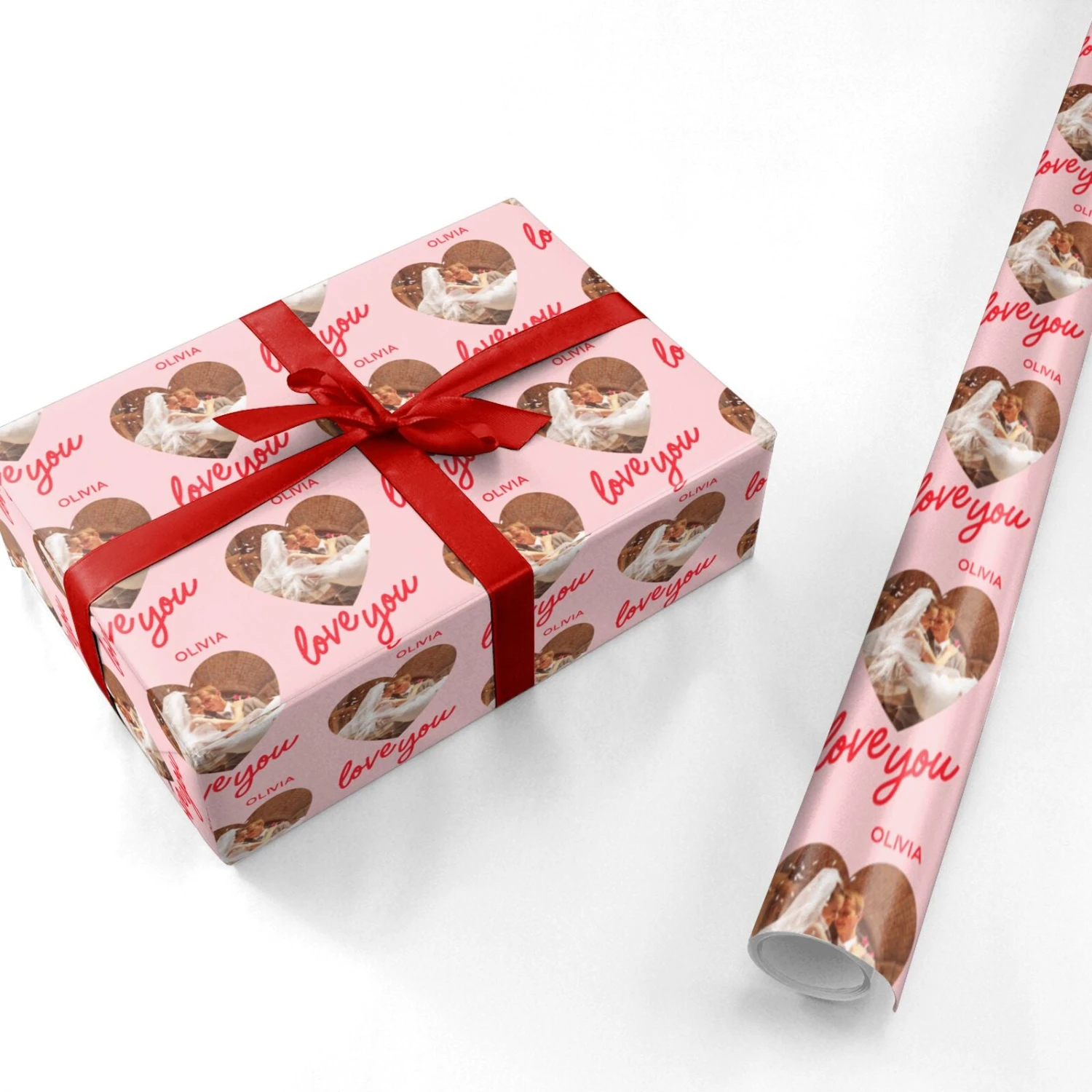 Personalised Love Heart Photo Wrapping Paper - Image 3