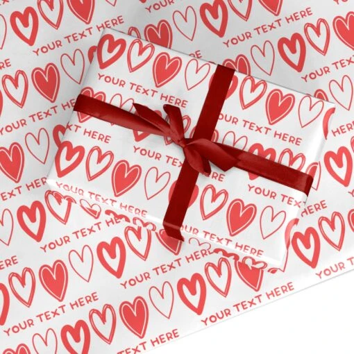 Personalised Love Heart Text Wrapping Paper