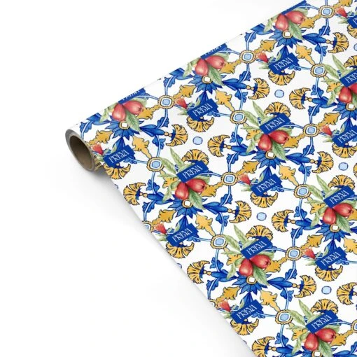 Personalised Mediterranean Fruit And Tiles Wrapping Paper - Image 2