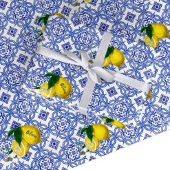 Personalised Mediterranean Tiles And Lemons Wrapping Paper
