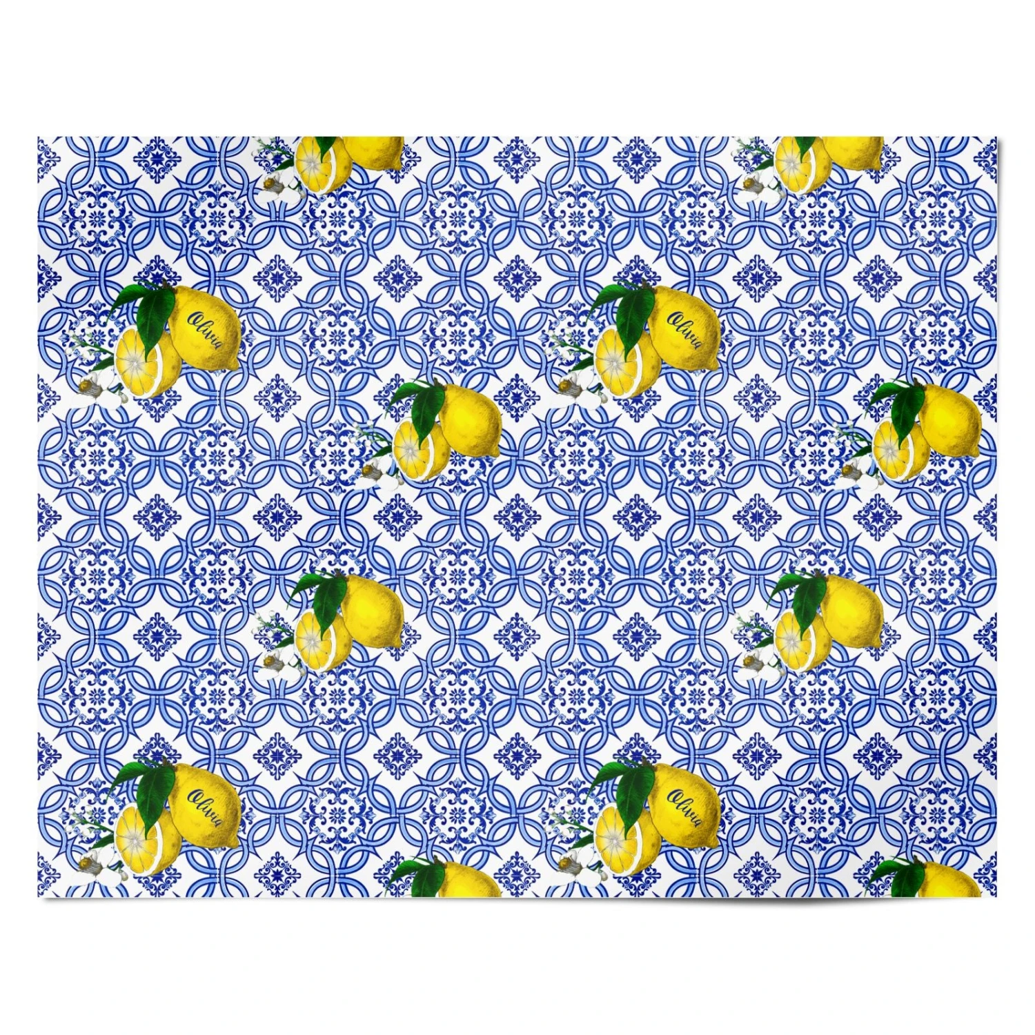 Personalised Mediterranean Tiles And Lemons Wrapping Paper - Image 4