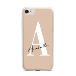 Personalised Nude Colour Initial IPhone Case -Wrap & Case Store Personalised Nude Colour Initial iPhone 7 Bumper Case on Silver iPhone