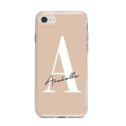 Personalised Nude Colour Initial IPhone Case -Wrap & Case Store Personalised Nude Colour Initial iPhone 8 Bumper Case on Silver iPhone