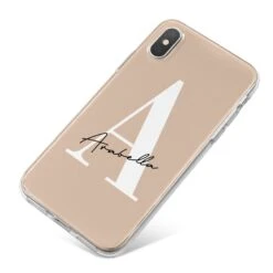 Personalised Nude Colour Initial IPhone Case -Wrap & Case Store Personalised Nude Colour Initial iPhone X Bumper Case on Silver iPhone