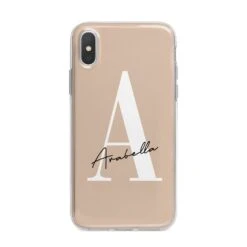 Personalised Nude Colour Initial IPhone Case -Wrap & Case Store Personalised Nude Colour Initial iPhone X Bumper Case on Silver iPhone Alternative Image 1