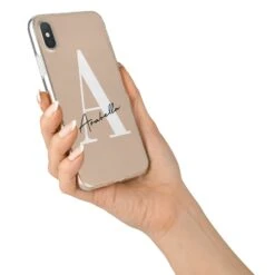 Personalised Nude Colour Initial IPhone Case -Wrap & Case Store Personalised Nude Colour Initial iPhone X Bumper Case on Silver iPhone Alternative Image 2