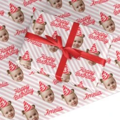 Personalised Photo Birthday Party Hat Wrapping Paper