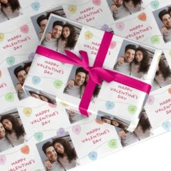 Personalised Photo Candy Hearts Valentines Wrapping Paper