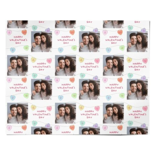 Personalised Photo Candy Hearts Valentines Wrapping Paper - Image 4