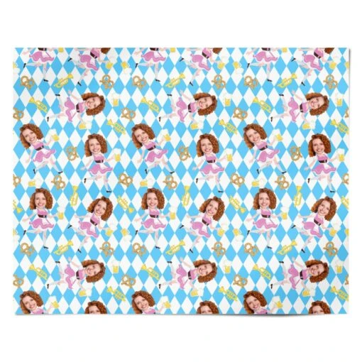Personalised Photo Face Dirndl Oktoberfest Wrapping Paper - Image 4