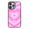 Personalised Pink Heart IPhone Case -Wrap & Case Store Personalised Pink Heart iPhone 14 Pro Max Black Impact Case on Silver phone
