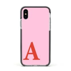 Personalised Pink And Red IPhone Case -Wrap & Case Store Personalised Pink and Red Apple iPhone Xs Impact Case Black Edge on Silver Phone