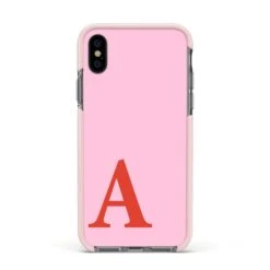 Personalised Pink And Red IPhone Case -Wrap & Case Store Personalised Pink and Red Apple iPhone Xs Impact Case Pink Edge on Black Phone