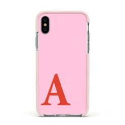 Personalised Pink And Red IPhone Case -Wrap & Case Store Personalised Pink and Red Apple iPhone Xs Impact Case Pink Edge on Silver Phone