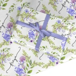 Personalised Purple Flowers Wrapping Paper
