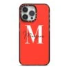 Personalised Red Name And Initial IPhone Case -Wrap & Case Store Personalised Red Name and Initial iPhone 14 Pro Max Black Impact Case on Silver phone