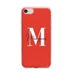Personalised Red Name And Initial IPhone Case -Wrap & Case Store Personalised Red Name and Initial iPhone 7 Bumper Case on Silver iPhone