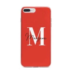 Personalised Red Name And Initial IPhone Case -Wrap & Case Store Personalised Red Name and Initial iPhone 7 Plus Bumper Case on Silver iPhone