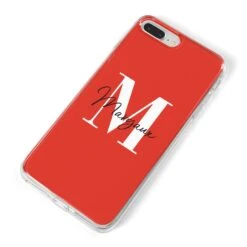 Personalised Red Name And Initial IPhone Case -Wrap & Case Store Personalised Red Name and Initial iPhone 8 Plus Bumper Case on Silver iPhone Alternative Image