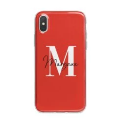 Personalised Red Name And Initial IPhone Case -Wrap & Case Store Personalised Red Name and Initial iPhone X Bumper Case on Silver iPhone Alternative Image 1 08ab3196 030d 4d7c b2ff 68967630b062