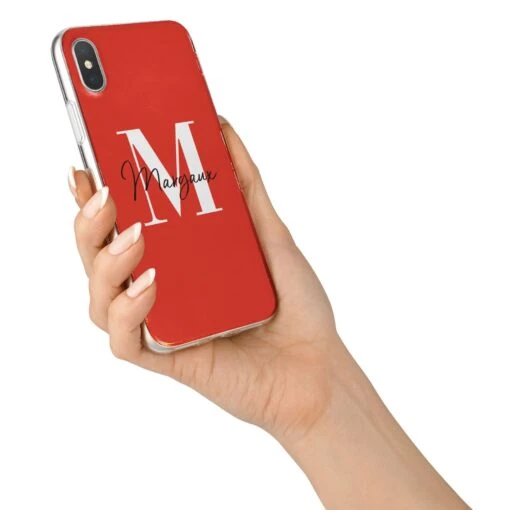Personalised Red Name And Initial IPhone Case - Image 6