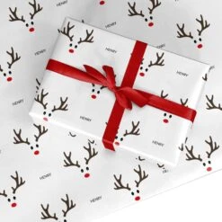 Personalised Reindeer Face Wrapping Paper