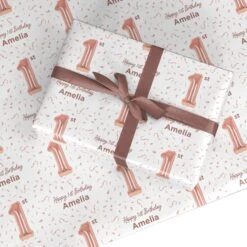 Personalised Rose Gold Number Balloon Wrapping Paper