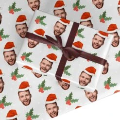 Personalised Santa Hat Photo Face Wrapping Paper