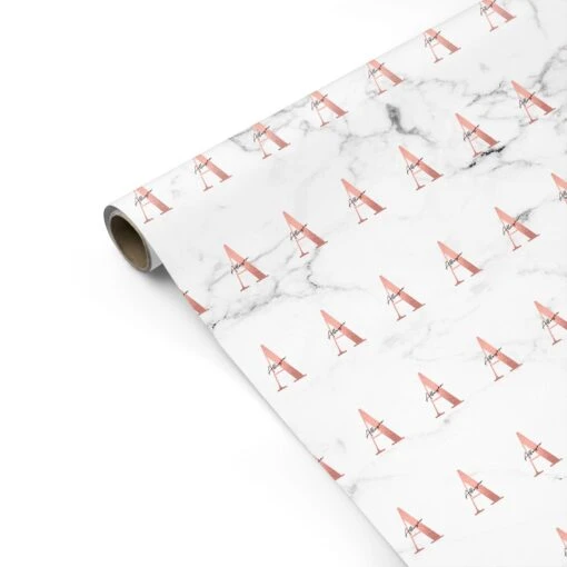 Personalised Signature Rose Gold Marble Wrapping Paper - Image 2
