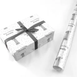 Personalised Silver Number Balloon Wrapping Paper -Wrap & Case Store Personalised Silver Number Balloon Personalised Wrapping Paper