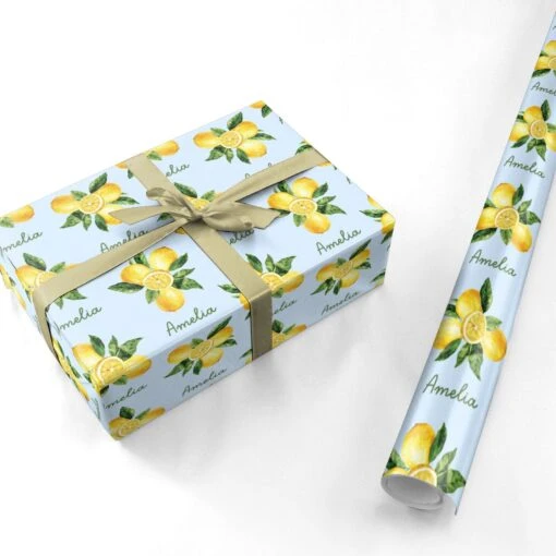 Personalised Summer Italian Lemon Wrapping Paper - Image 3