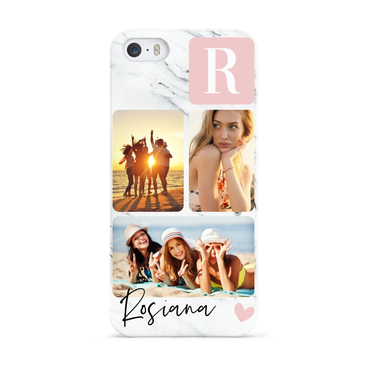 Personalised Three Photo Marble Name IPhone Case - Image 3